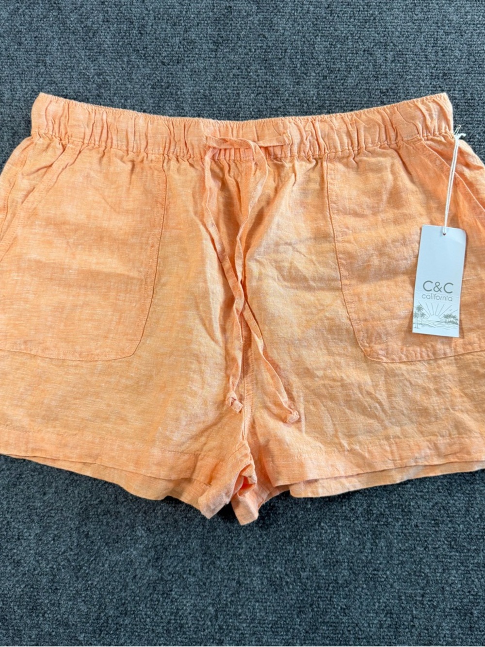 C&C California Linen Shorts
Women's XL Peach Elastic Waist
Drawstring Casual NWT